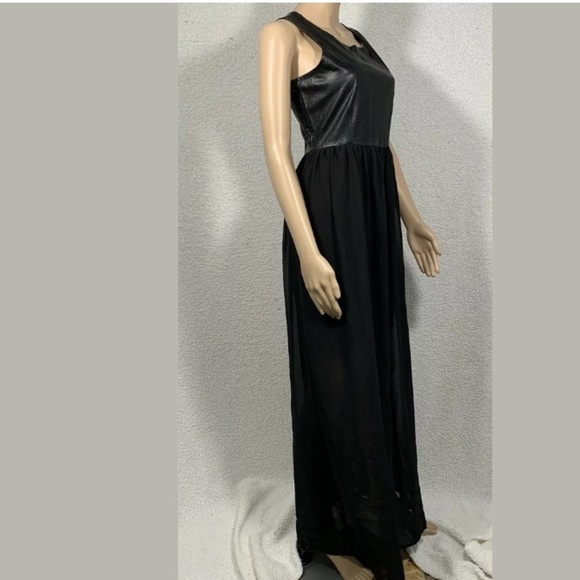 White Crow Women's M Faux Leather Bodice Maxi Dress - Picture 4 of 7